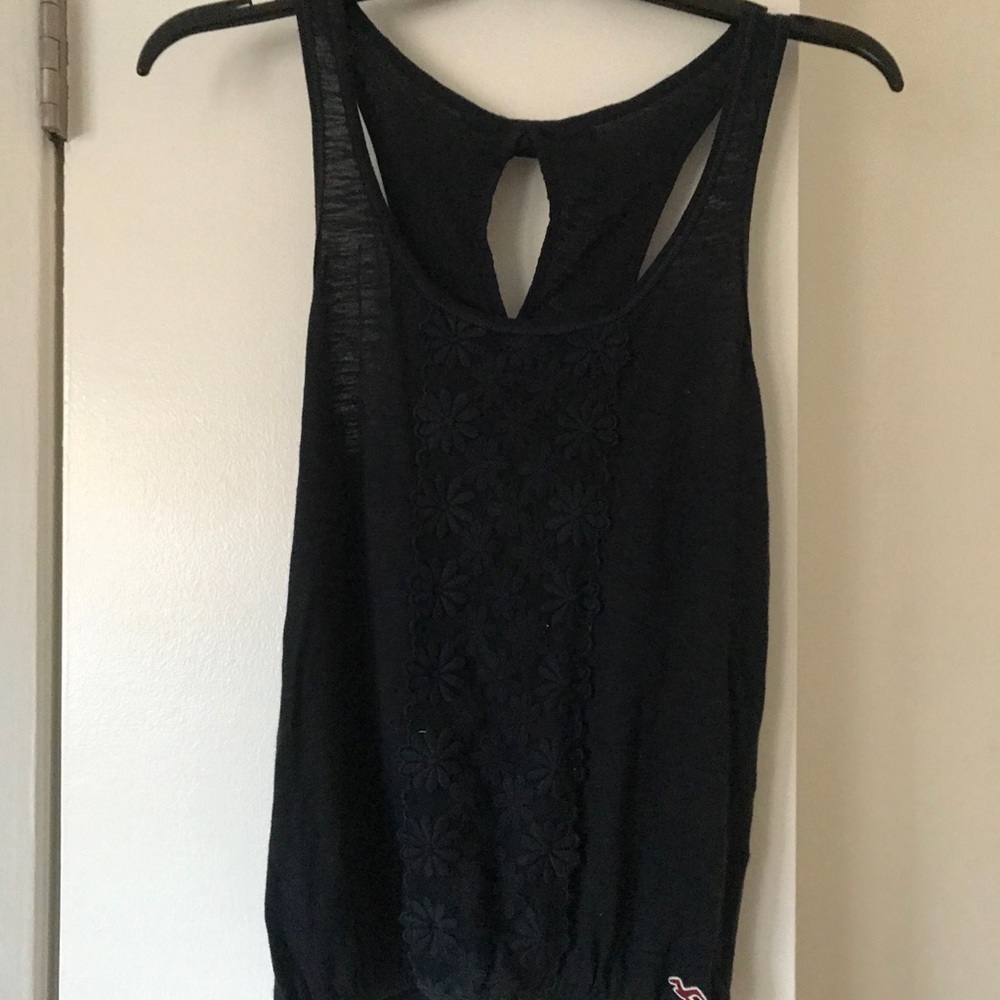 Hollister navy blue flower lace tank top